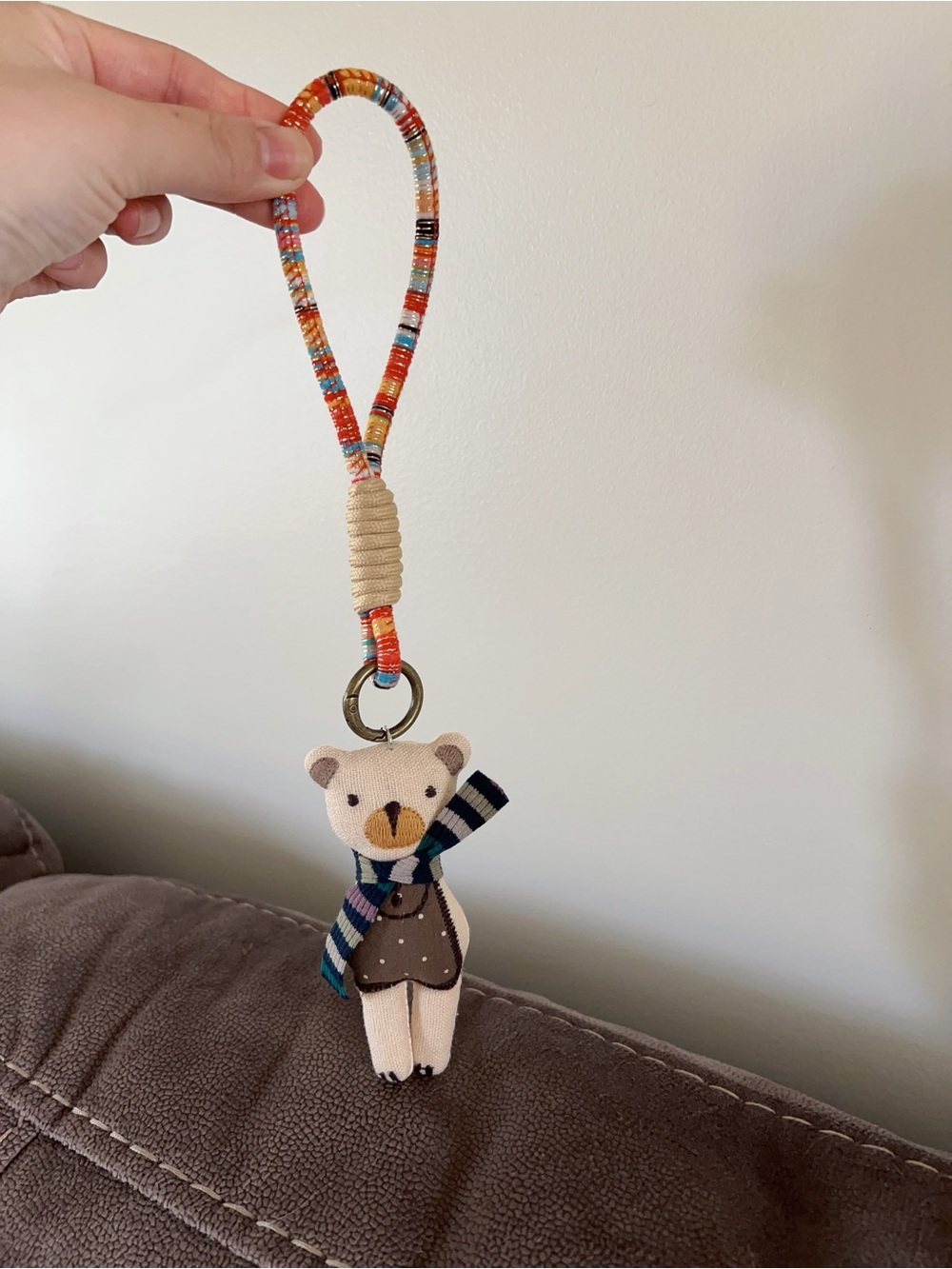 NEW! Handmade Scarf Teddy Bear Bag Charm | Cute Fabric Bear Keychain Wristlet
